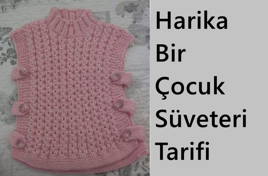 Kahve Çatlağı Örneğinde Yuvarlak Balıkçı Yakalı Bant Süslemeli Çocuk Süveteri Tarifi. 2 .3 yaş